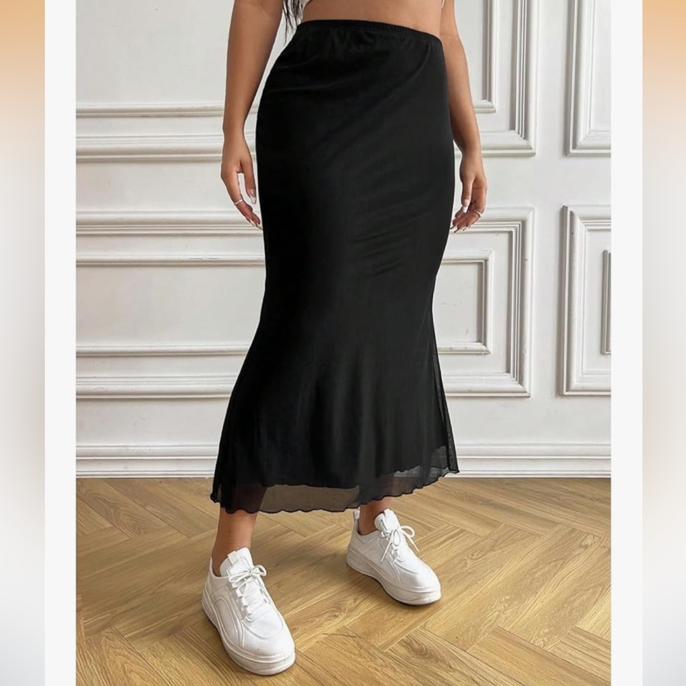 NWT! Mermaid Fit High Waist Bodycon Midi/Maxi Skirt with Layers and Lettuce Hem